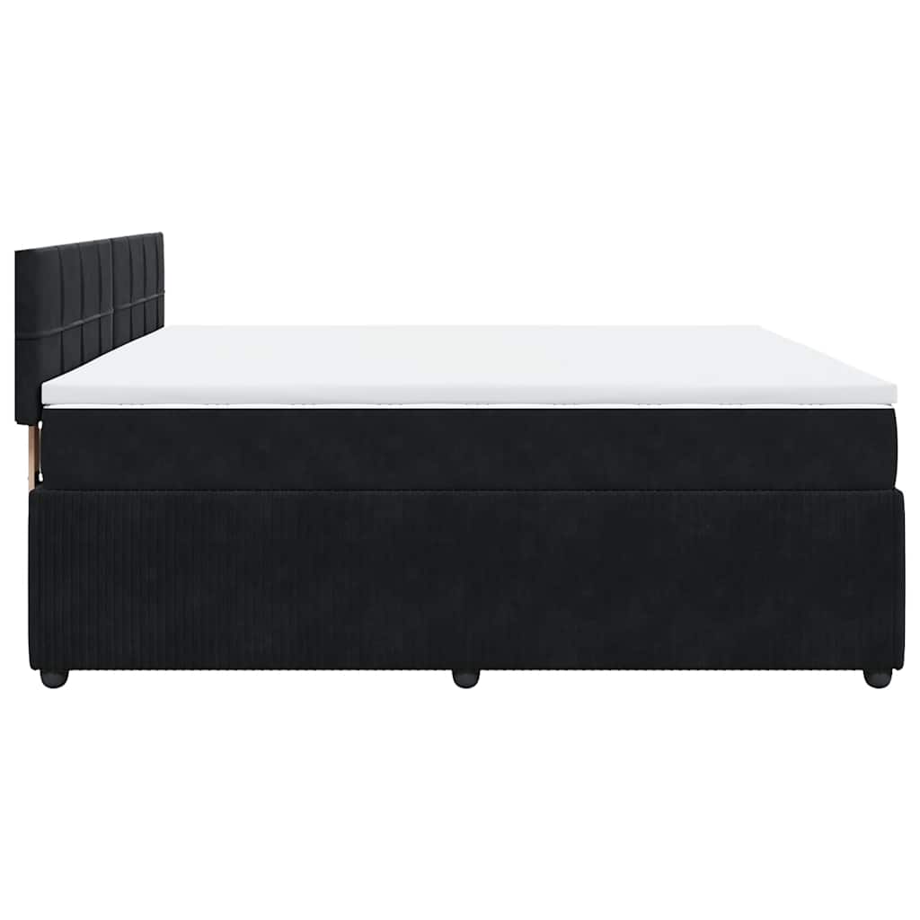 vidaXL Κρεβάτι Boxspring με Στρώμα Μαύρο 200x200 εκ. Βελούδινο