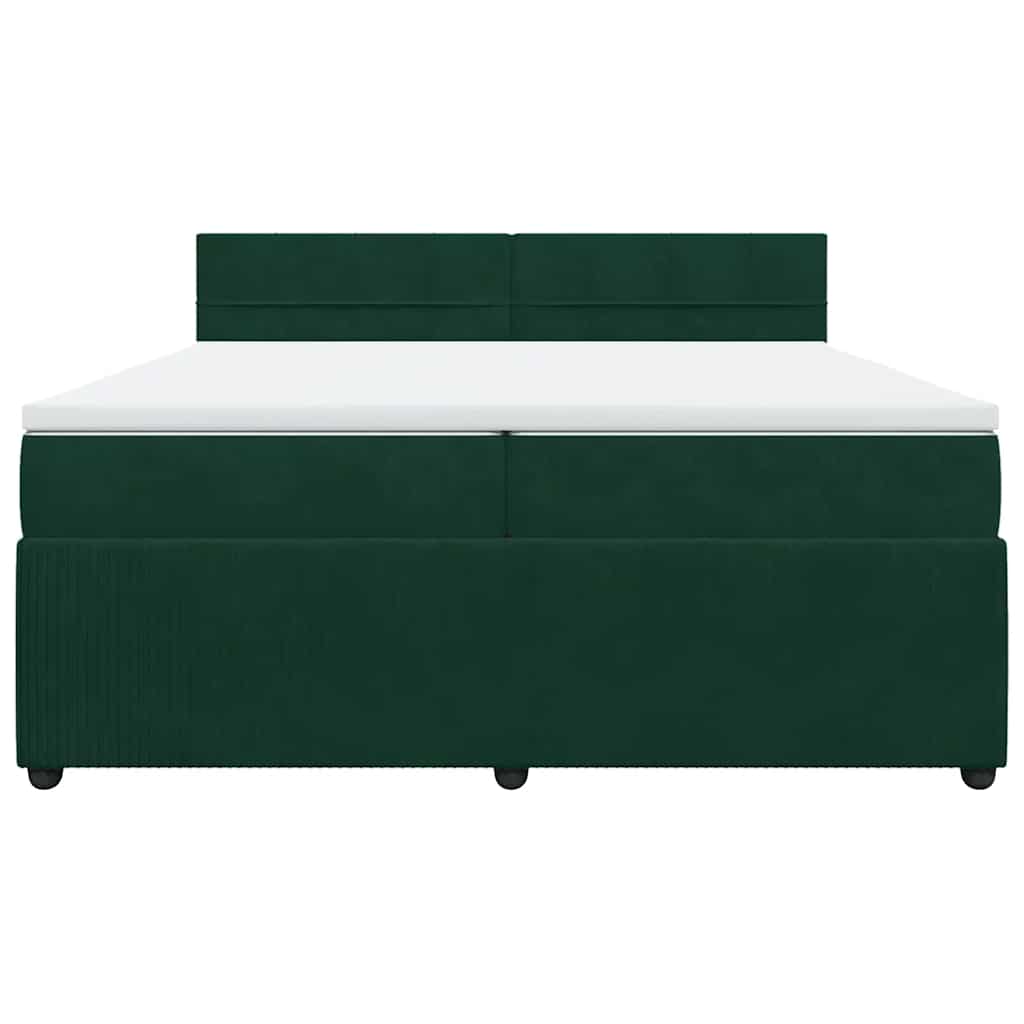 vidaXL Κρεβάτι Boxspring με Στρώμα Σκούρο Πράσινο 200x200εκ. Βελούδινο