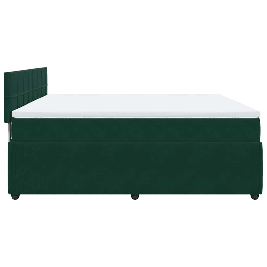 vidaXL Κρεβάτι Boxspring με Στρώμα Σκούρο Πράσινο 200x200εκ. Βελούδινο