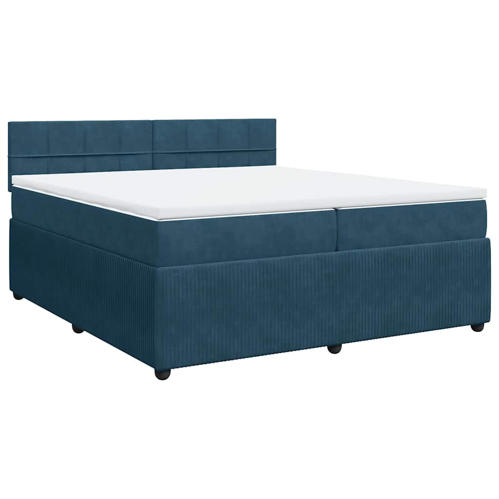 vidaXL Κρεβάτι Boxspring με Στρώμα Μπλε 200x200 εκ. Βελούδινο