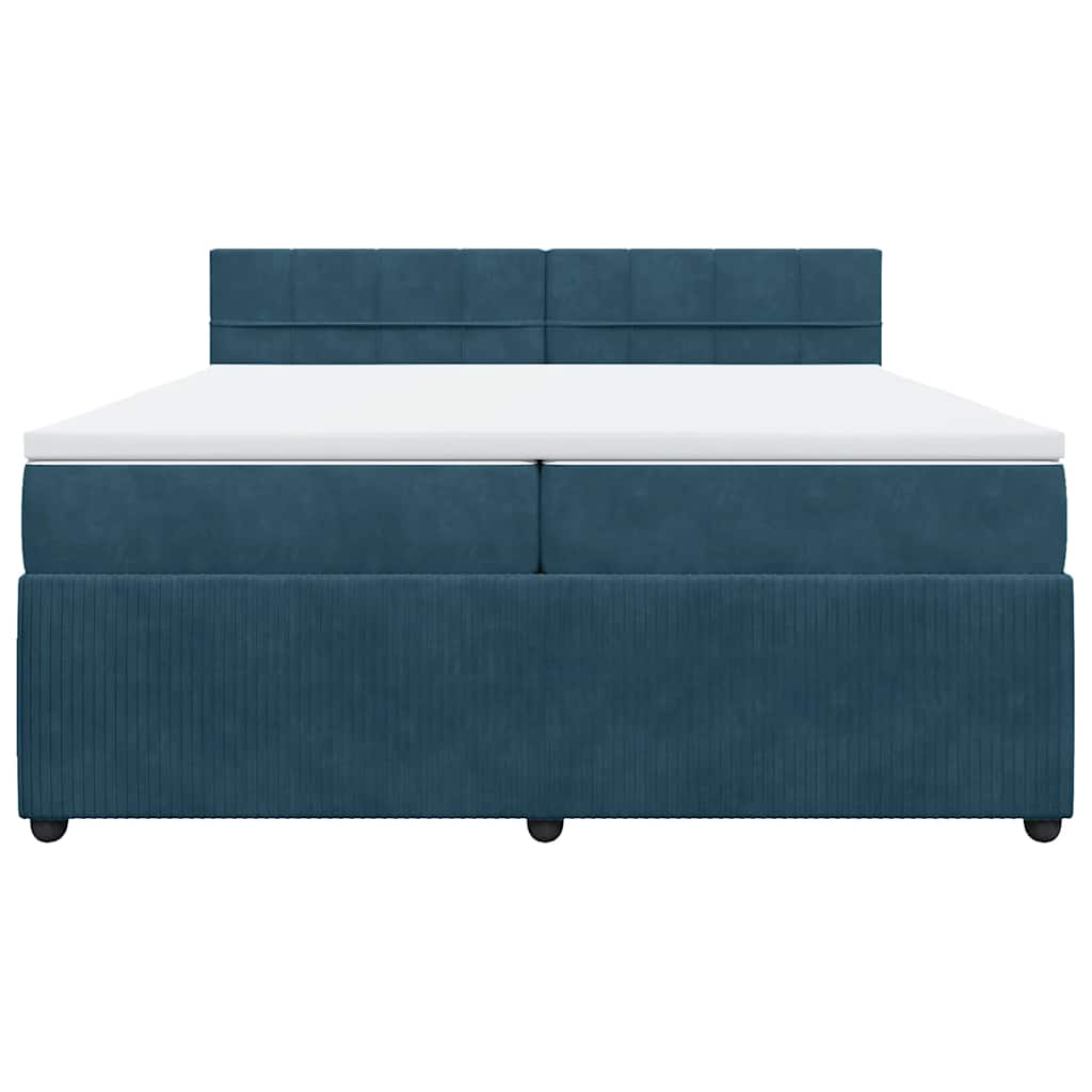 vidaXL Κρεβάτι Boxspring με Στρώμα Μπλε 200x200 εκ. Βελούδινο