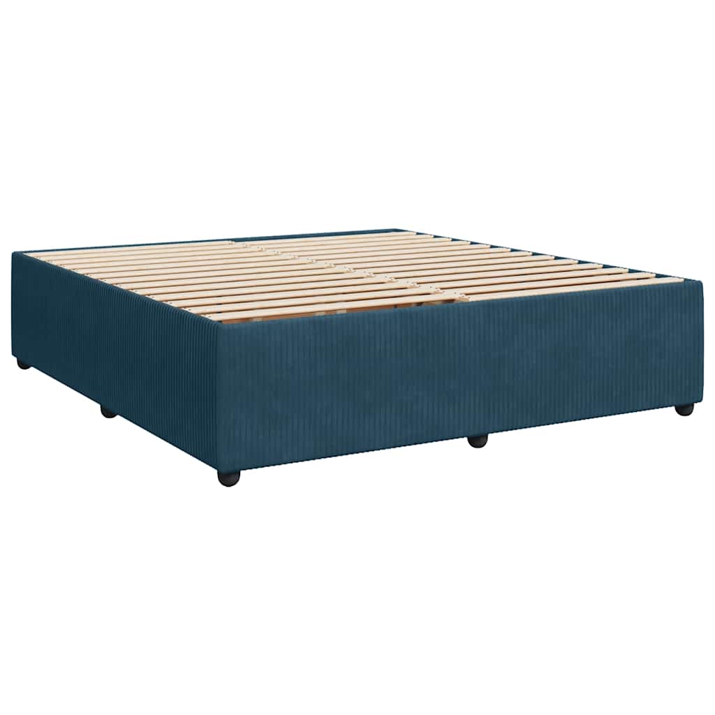 vidaXL Κρεβάτι Boxspring με Στρώμα Μπλε 200x200 εκ. Βελούδινο