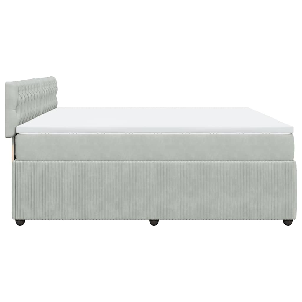 vidaXL Κρεβάτι Boxspring με Στρώμα Ανοιχτό Γκρι 200x200 εκ. Βελούδινο