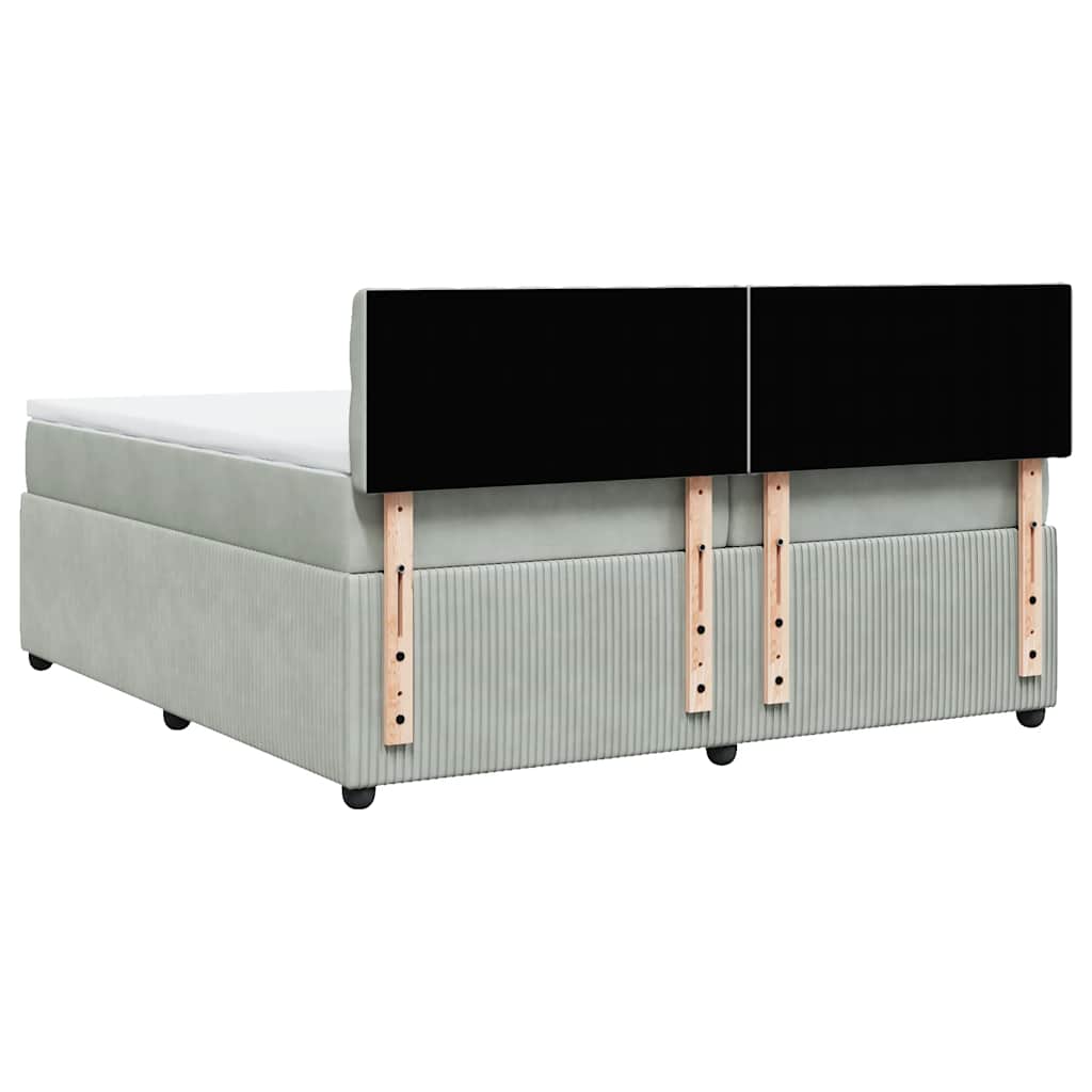 vidaXL Κρεβάτι Boxspring με Στρώμα Ανοιχτό Γκρι 200x200 εκ. Βελούδινο