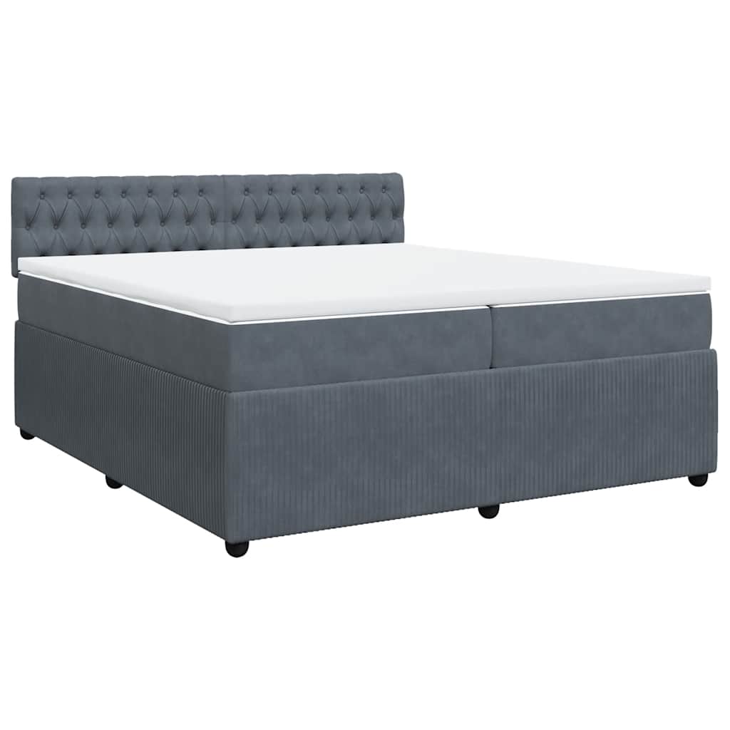 vidaXL Κρεβάτι Boxspring με Στρώμα Σκούρο Γκρι 200x200 εκ. Βελούδινο
