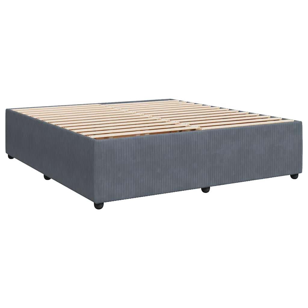 vidaXL Κρεβάτι Boxspring με Στρώμα Σκούρο Γκρι 200x200 εκ. Βελούδινο