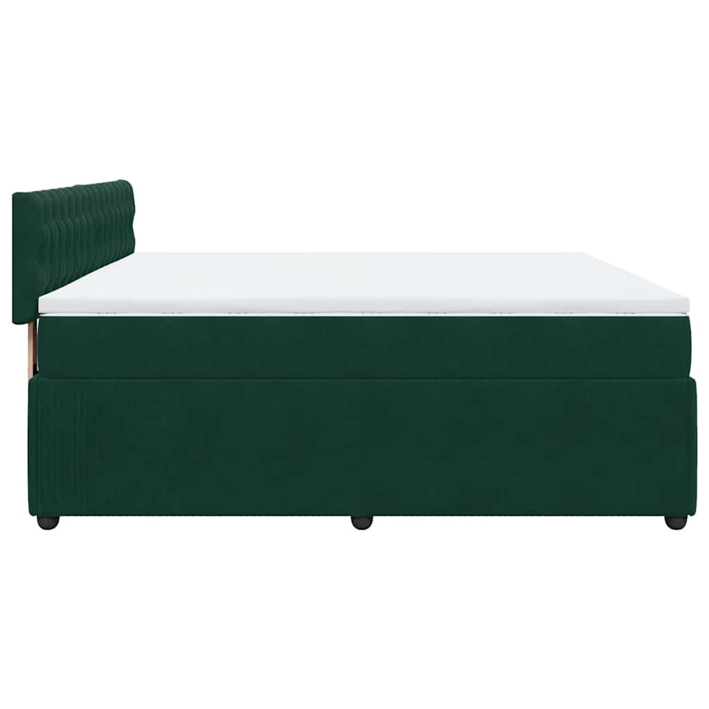 vidaXL Κρεβάτι Boxspring με Στρώμα Σκούρο Πράσινο 200x200εκ. Βελούδινο