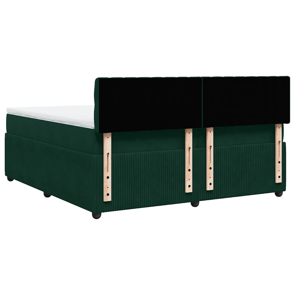 vidaXL Κρεβάτι Boxspring με Στρώμα Σκούρο Πράσινο 200x200εκ. Βελούδινο