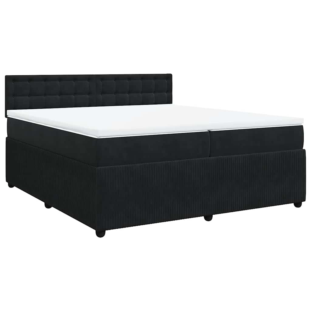 vidaXL Κρεβάτι Boxspring με Στρώμα Μαύρο 200x200 εκ. Βελούδινο