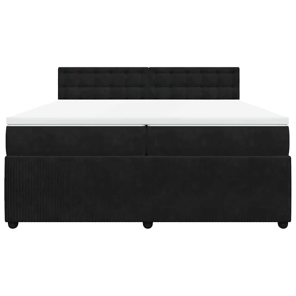 vidaXL Κρεβάτι Boxspring με Στρώμα Μαύρο 200x200 εκ. Βελούδινο