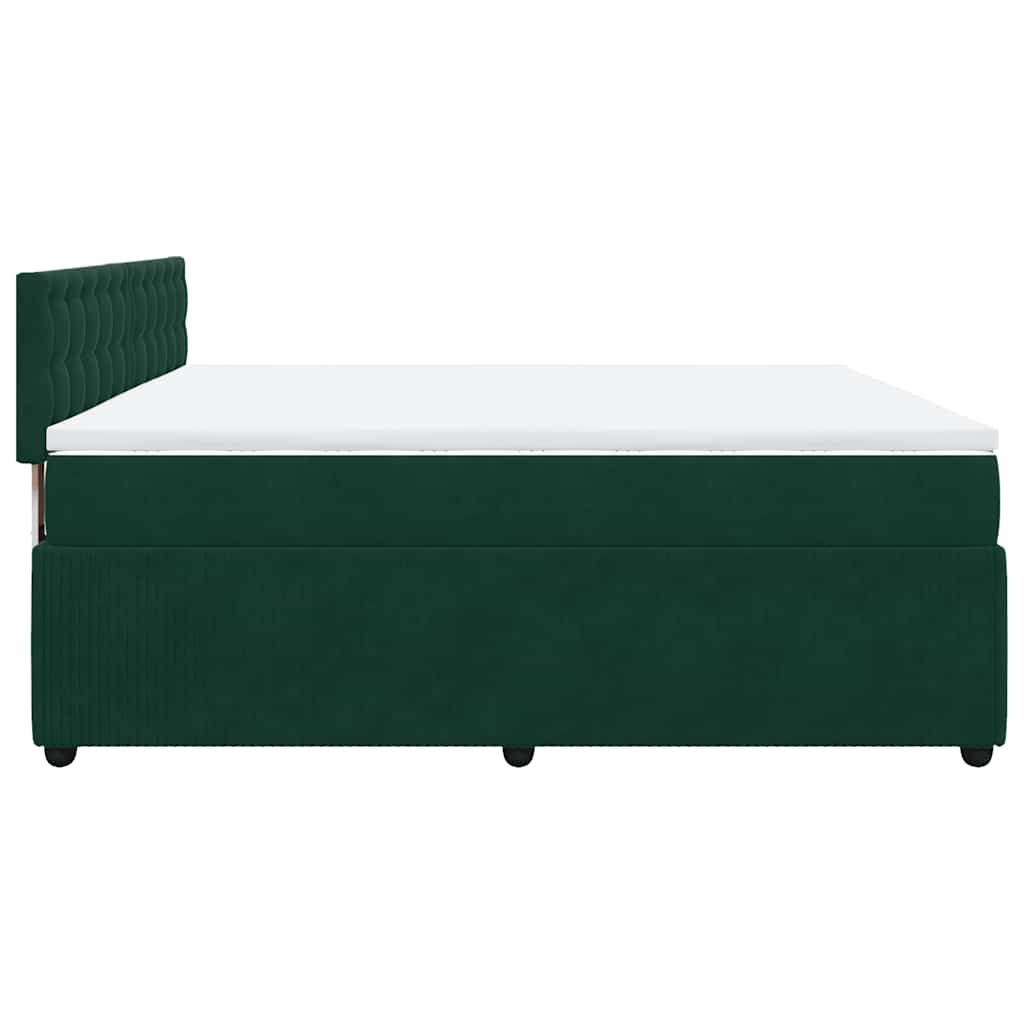 vidaXL Κρεβάτι Boxspring με Στρώμα Σκούρο Πράσινο 200x200εκ. Βελούδινο