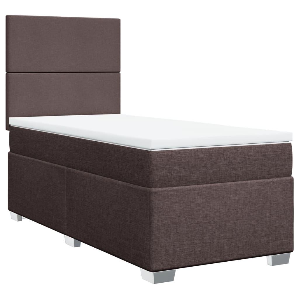vidaXL Κρεβάτι Boxspring με Στρώμα Σκούρο Καφέ 80x200 εκ. Υφασμάτινο