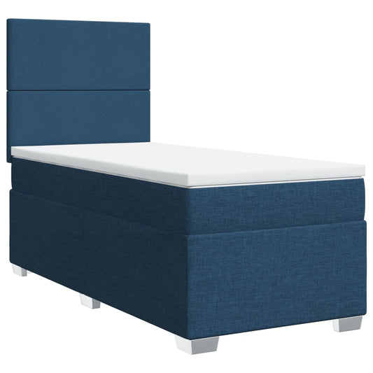 vidaXL Κρεβάτι Boxspring με Στρώμα Μπλε 80x200 εκ. Υφασμάτινο