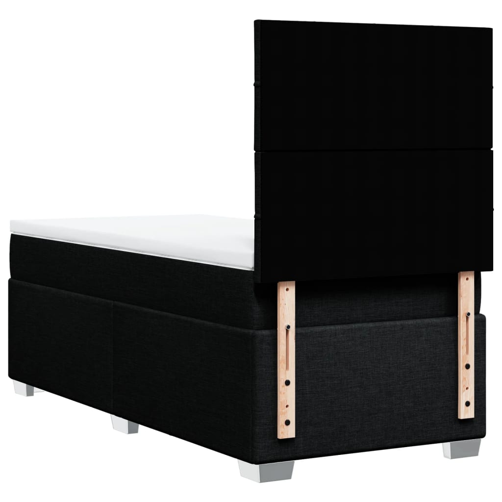 vidaXL Κρεβάτι Boxspring με Στρώμα Μαύρο 80 x 200 εκ. Υφασμάτινο