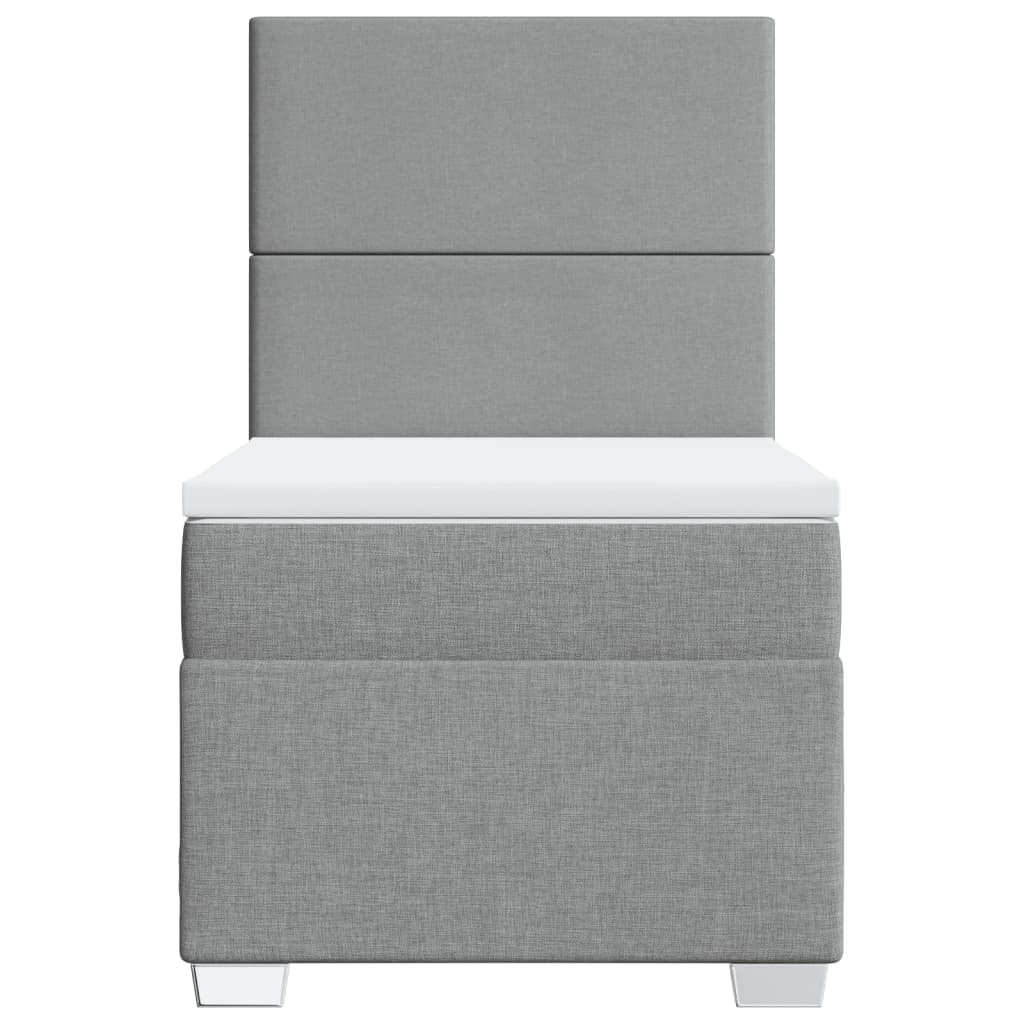 vidaXL Κρεβάτι Boxspring με Στρώμα Ανοιχτό Γκρι 90x190 εκ. Υφασμάτινο