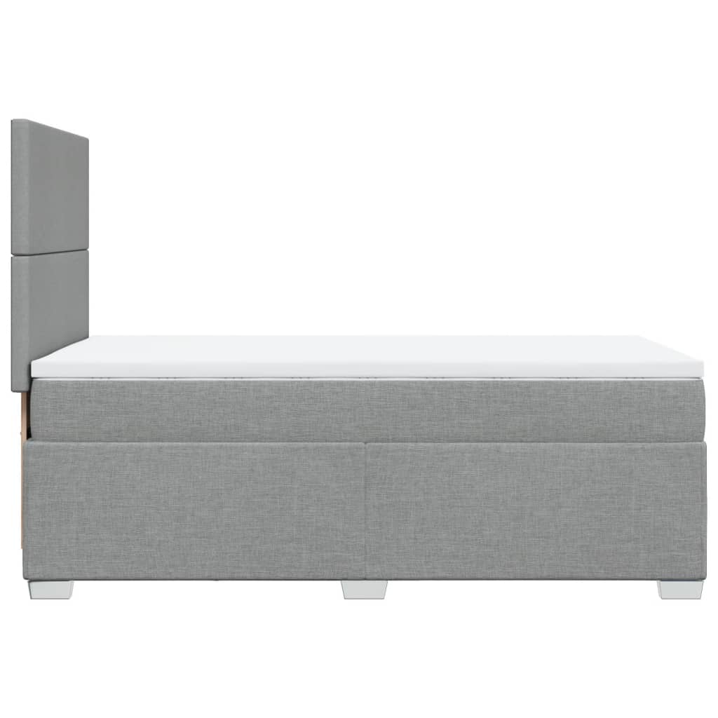 vidaXL Κρεβάτι Boxspring με Στρώμα Ανοιχτό Γκρι 90x190 εκ. Υφασμάτινο