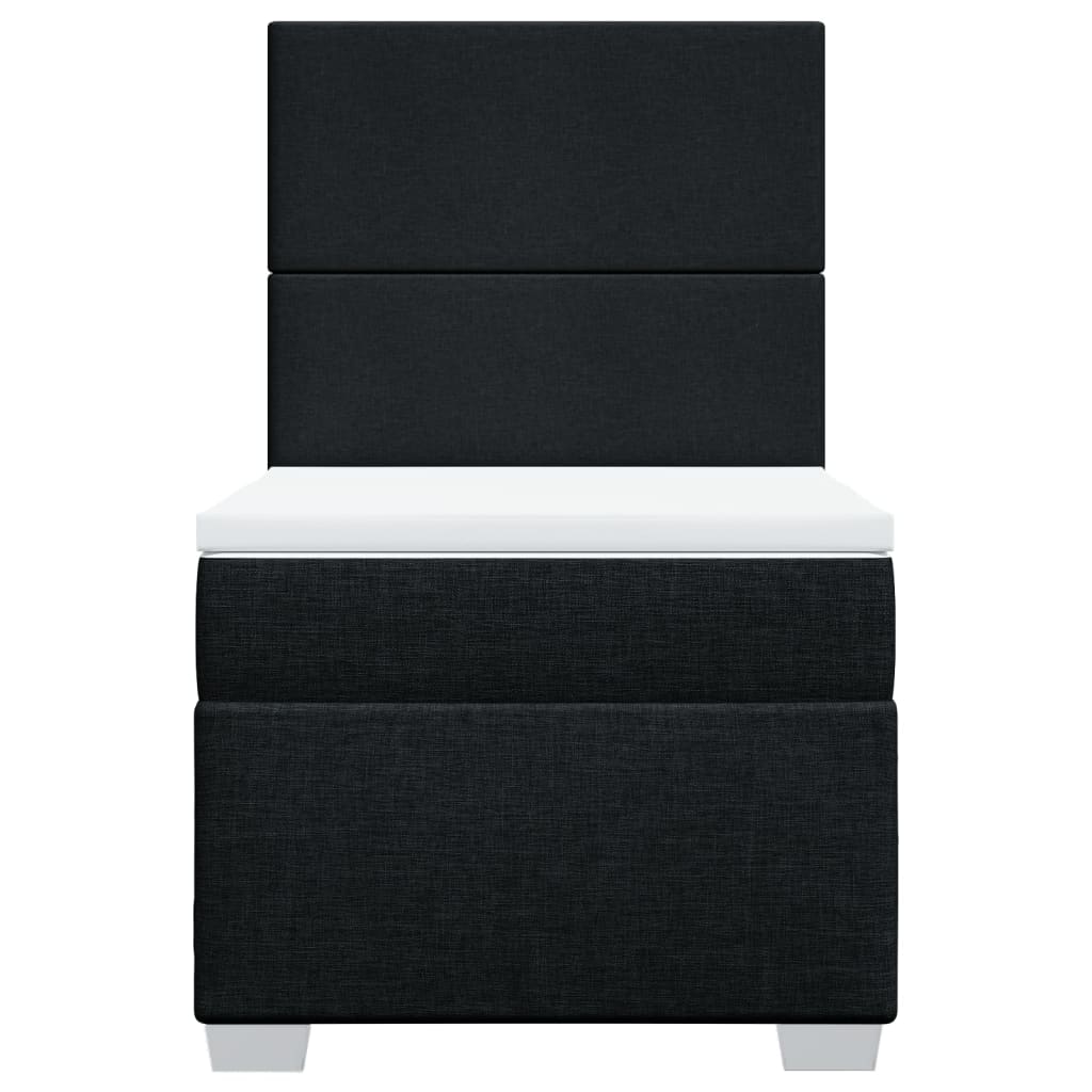 vidaXL Κρεβάτι Boxspring με Στρώμα Μαύρο 90x190 εκ.Υφασμάτινο