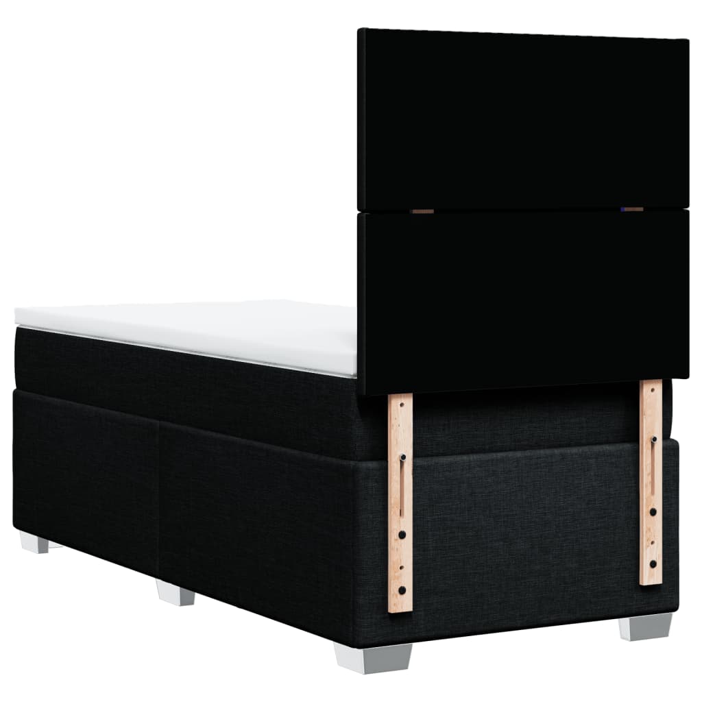 vidaXL Κρεβάτι Boxspring με Στρώμα Μαύρο 90x190 εκ.Υφασμάτινο