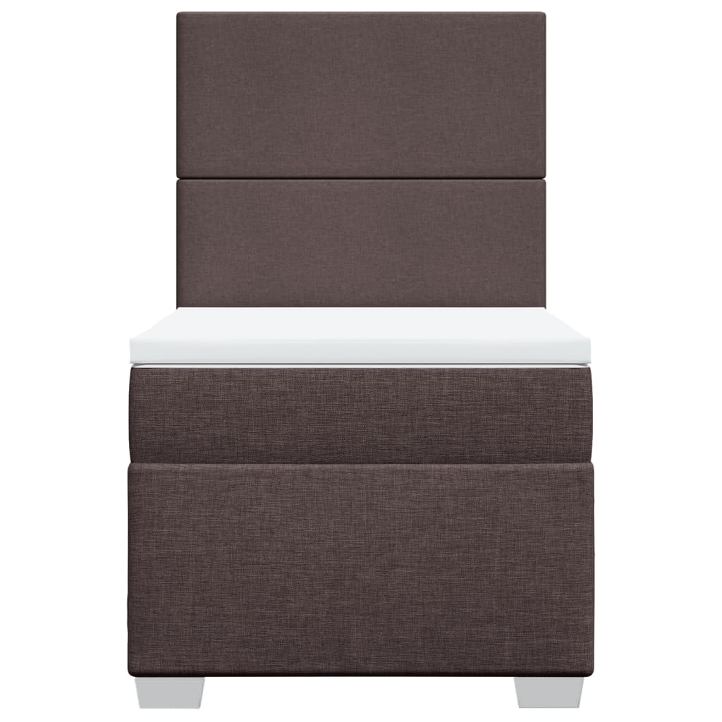 vidaXL Κρεβάτι Boxspring με Στρώμα Σκούρο Καφέ 90x190 εκ. Υφασμάτινο