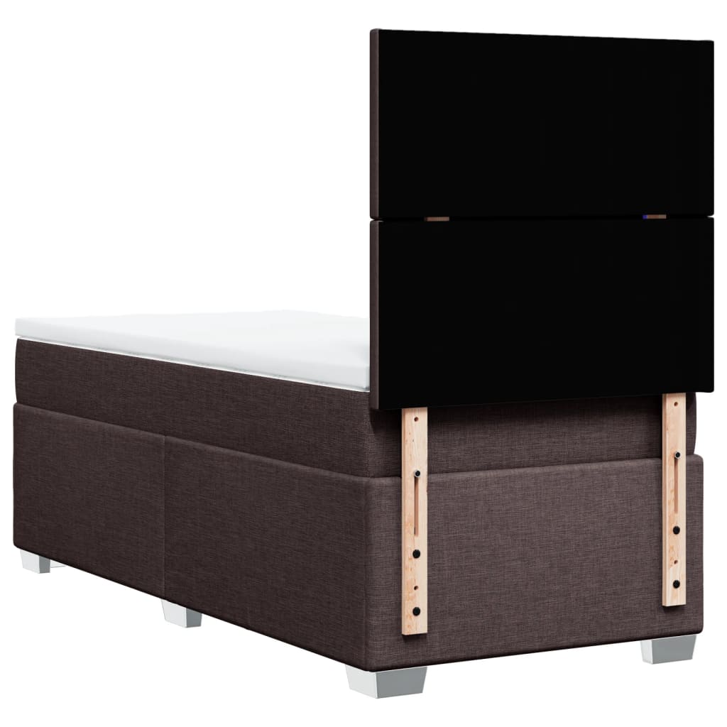 vidaXL Κρεβάτι Boxspring με Στρώμα Σκούρο Καφέ 90x190 εκ. Υφασμάτινο