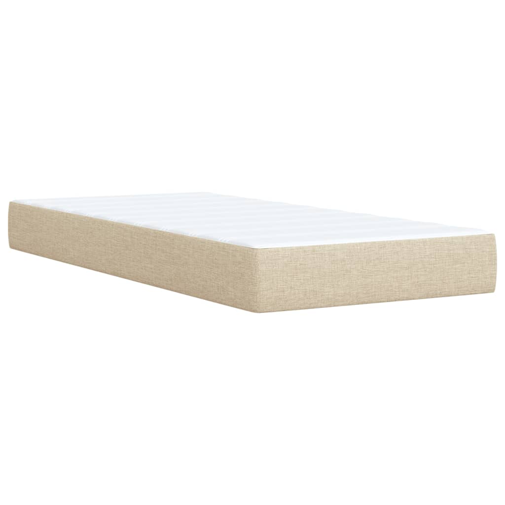 vidaXL Κρεβάτι Boxspring με Στρώμα Κρεμ 90x190 εκ.Υφασμάτινο