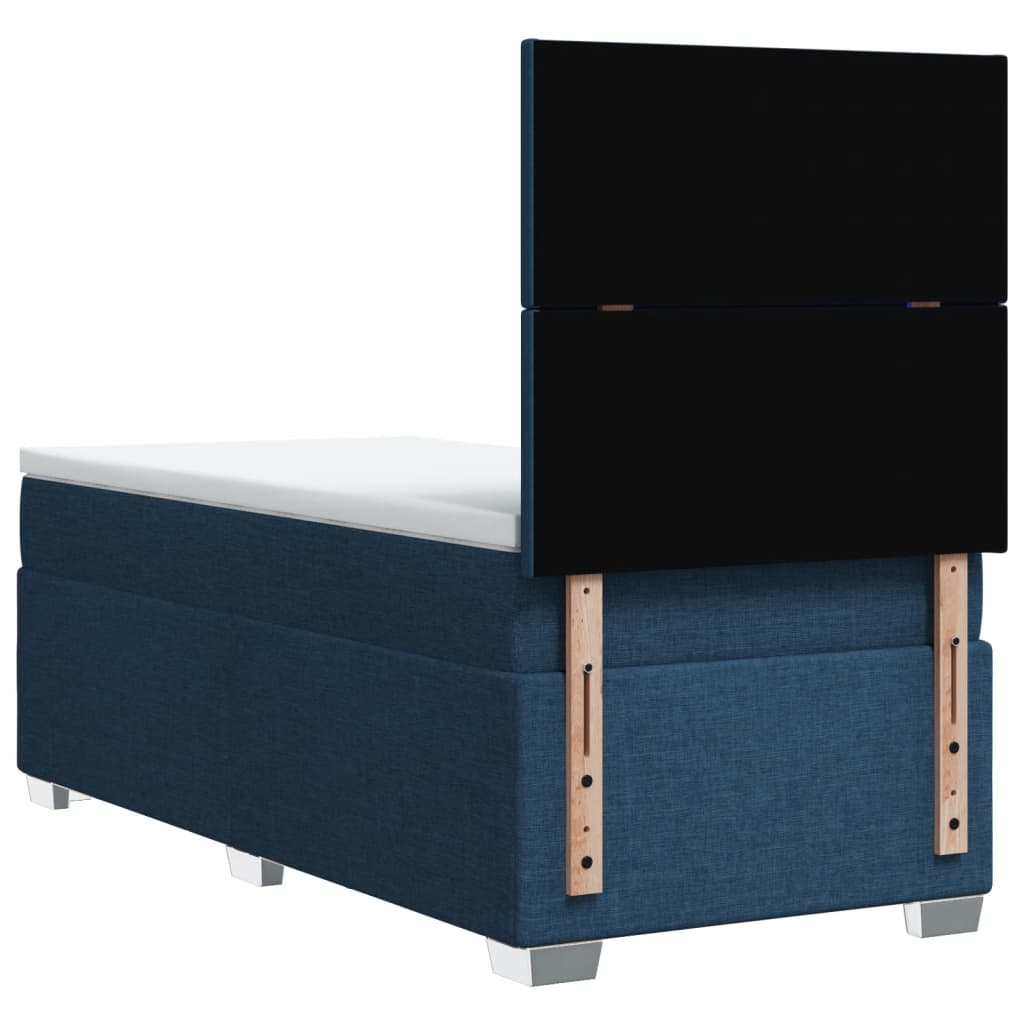 vidaXL Κρεβάτι Boxspring με Στρώμα Μπλε 90x190 εκ.Υφασμάτινο