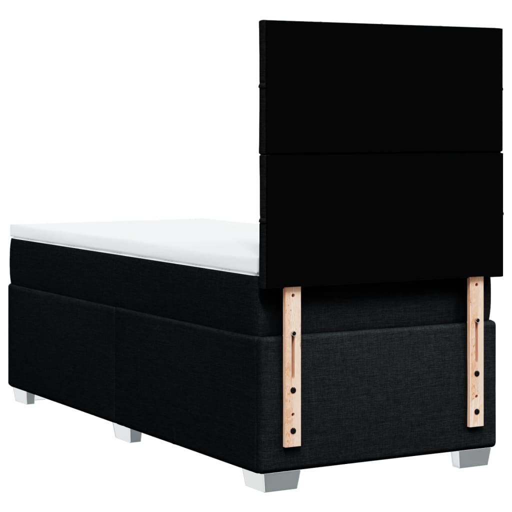 vidaXL Κρεβάτι Boxspring με Στρώμα Μαύρο 90x190 εκ.Υφασμάτινο