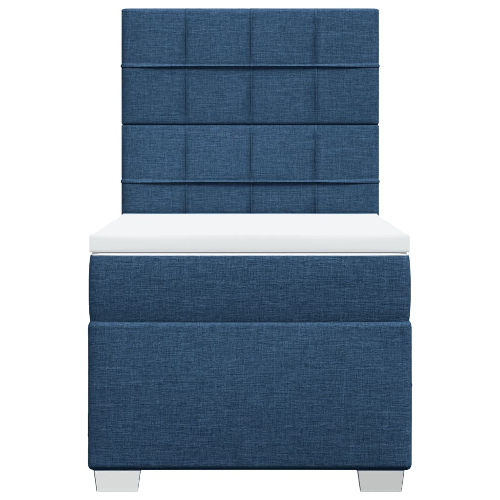 vidaXL Κρεβάτι Boxspring με Στρώμα Μπλε 90x190 εκ.Υφασμάτινο