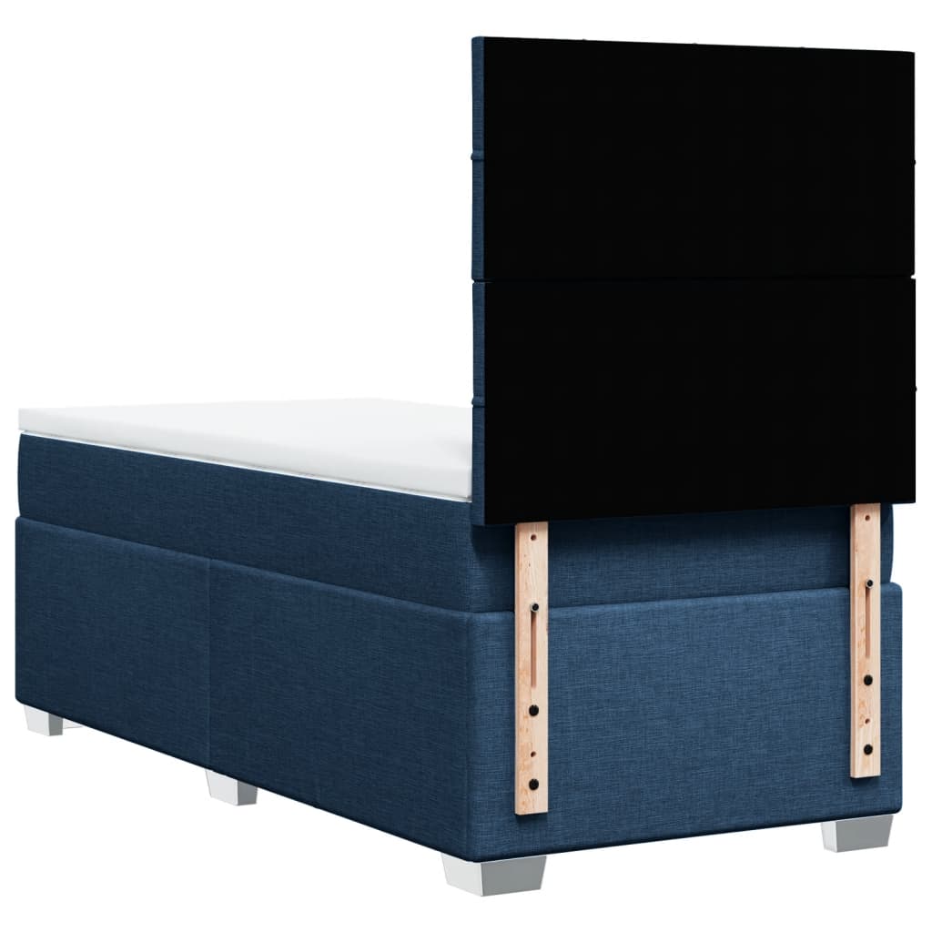 vidaXL Κρεβάτι Boxspring με Στρώμα Μπλε 90x190 εκ.Υφασμάτινο