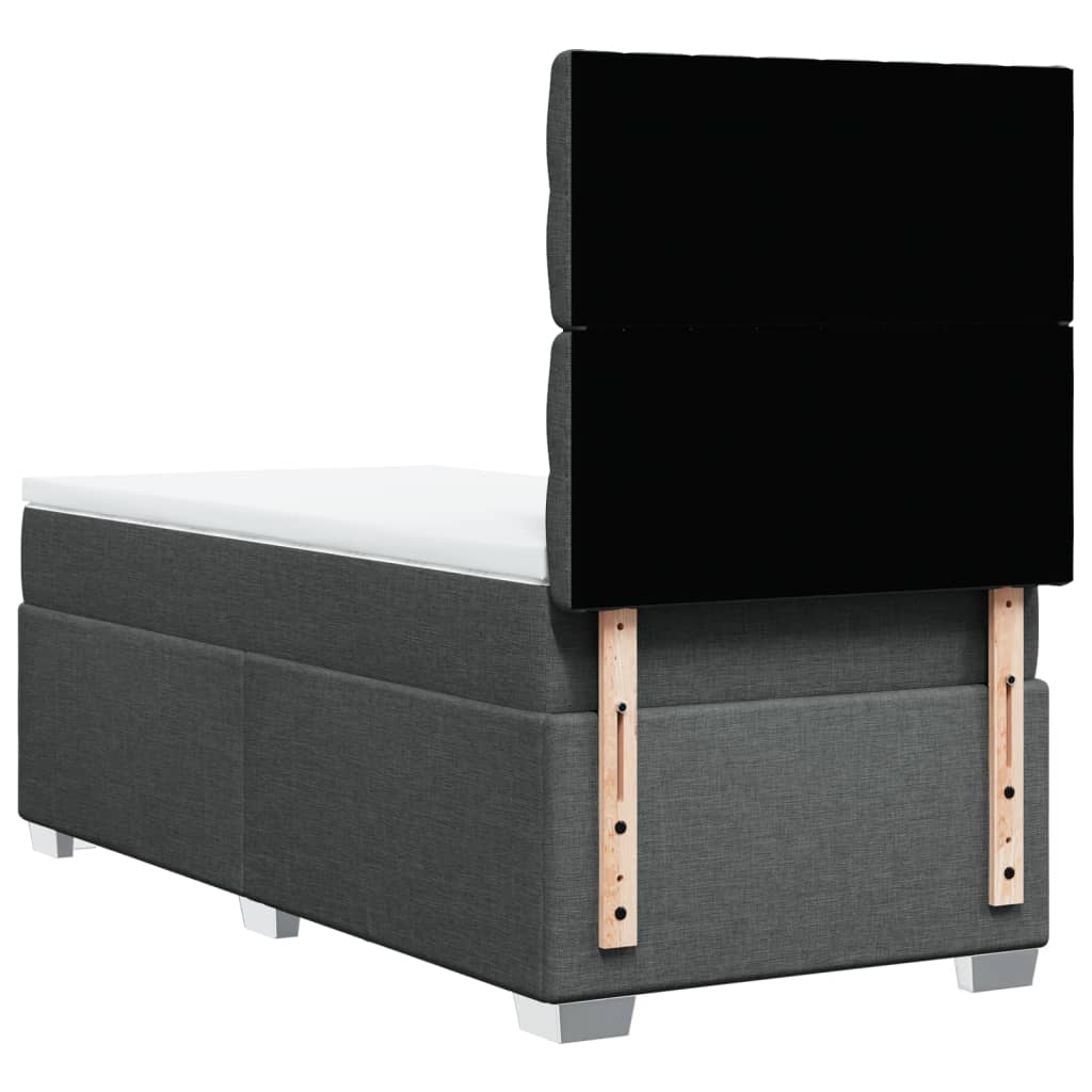 vidaXL Κρεβάτι Boxspring με Στρώμα Σκούρο Γκρι 90x190 εκ. Υφασμάτινο