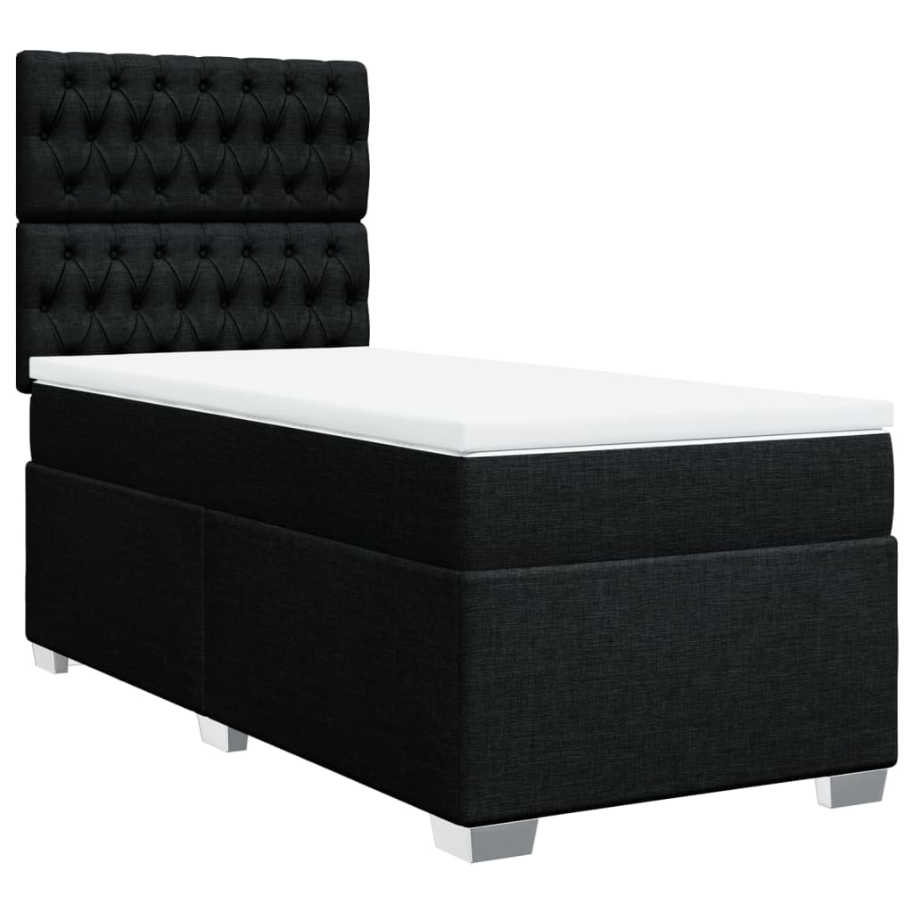 vidaXL Κρεβάτι Boxspring με Στρώμα Μαύρο 90x190 εκ.Υφασμάτινο