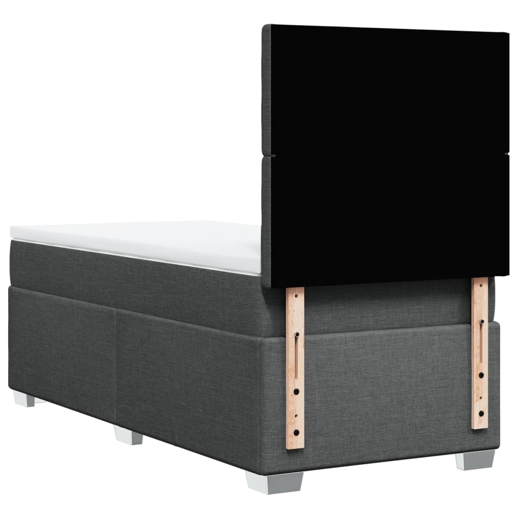vidaXL Κρεβάτι Boxspring με Στρώμα Σκούρο Γκρι 90x190 εκ. Υφασμάτινο