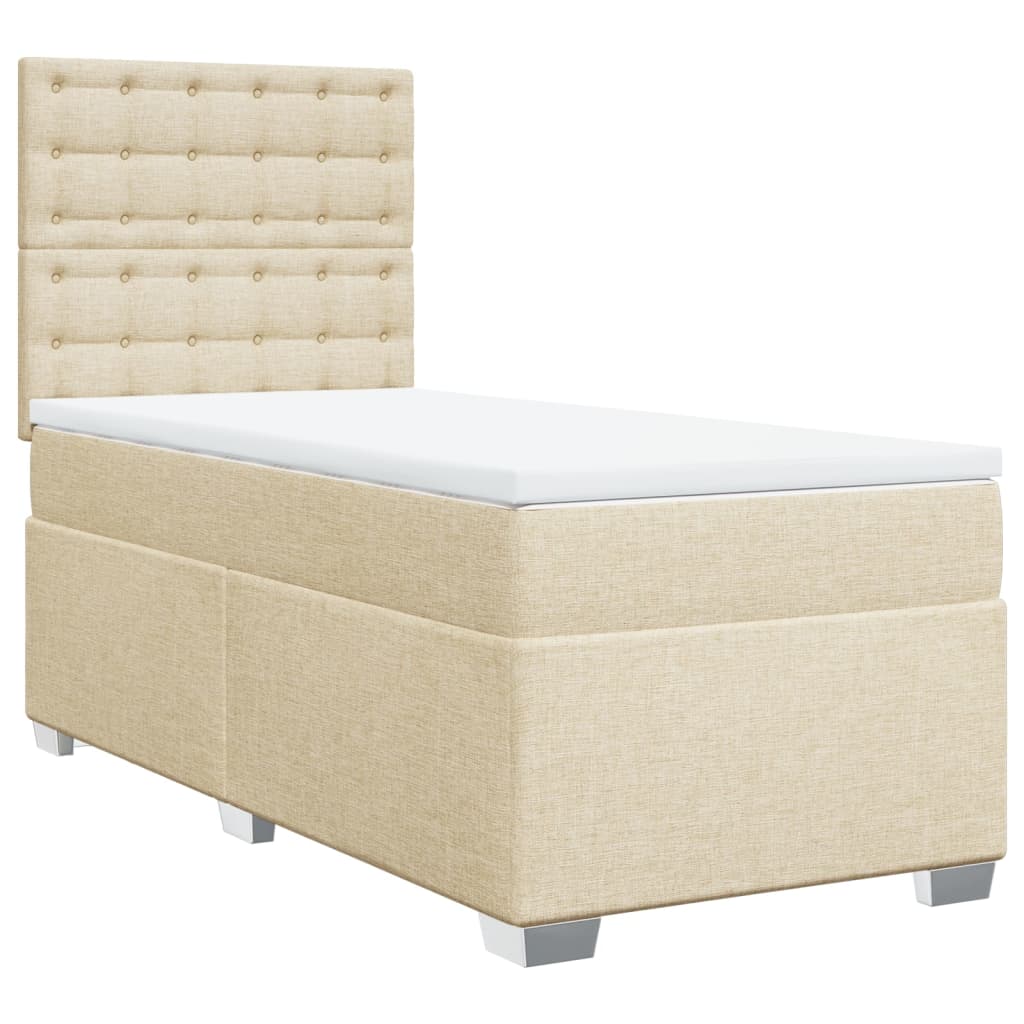 vidaXL Κρεβάτι Boxspring με Στρώμα Κρεμ 90x190 εκ.Υφασμάτινο