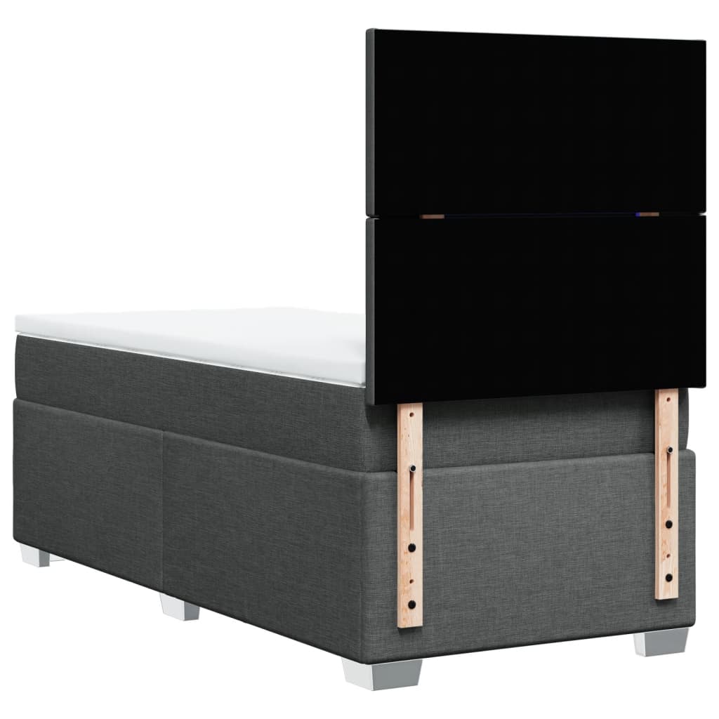 vidaXL Κρεβάτι Boxspring με Στρώμα Σκούρο Γκρι 90x200 εκ. Υφασμάτινο