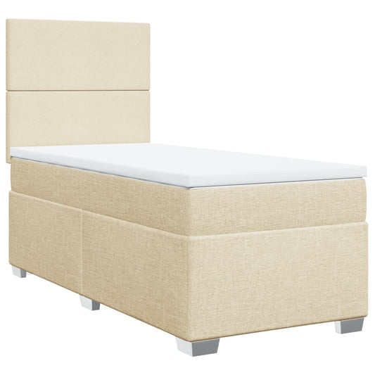 vidaXL Κρεβάτι Boxspring με Στρώμα Κρεμ 90x200 εκ.Υφασμάτινο