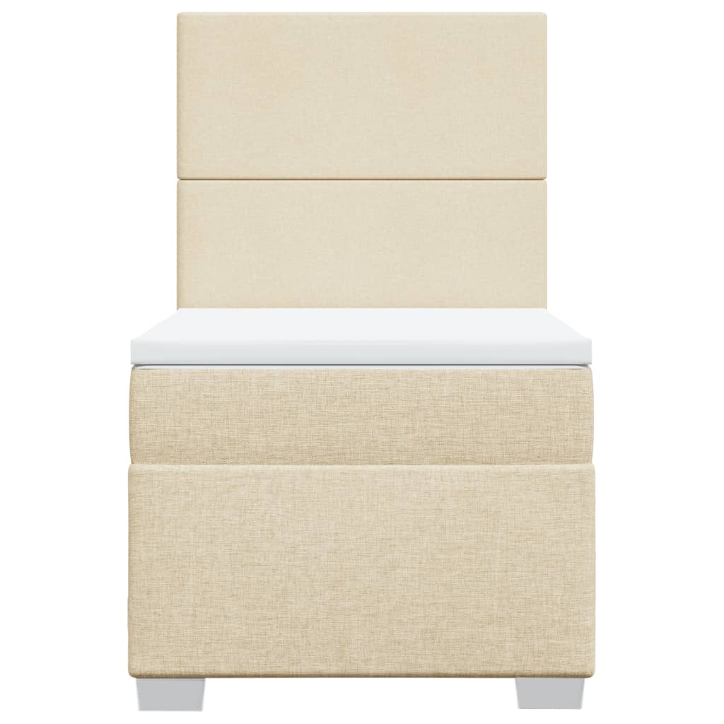 vidaXL Κρεβάτι Boxspring με Στρώμα Κρεμ 90x200 εκ.Υφασμάτινο