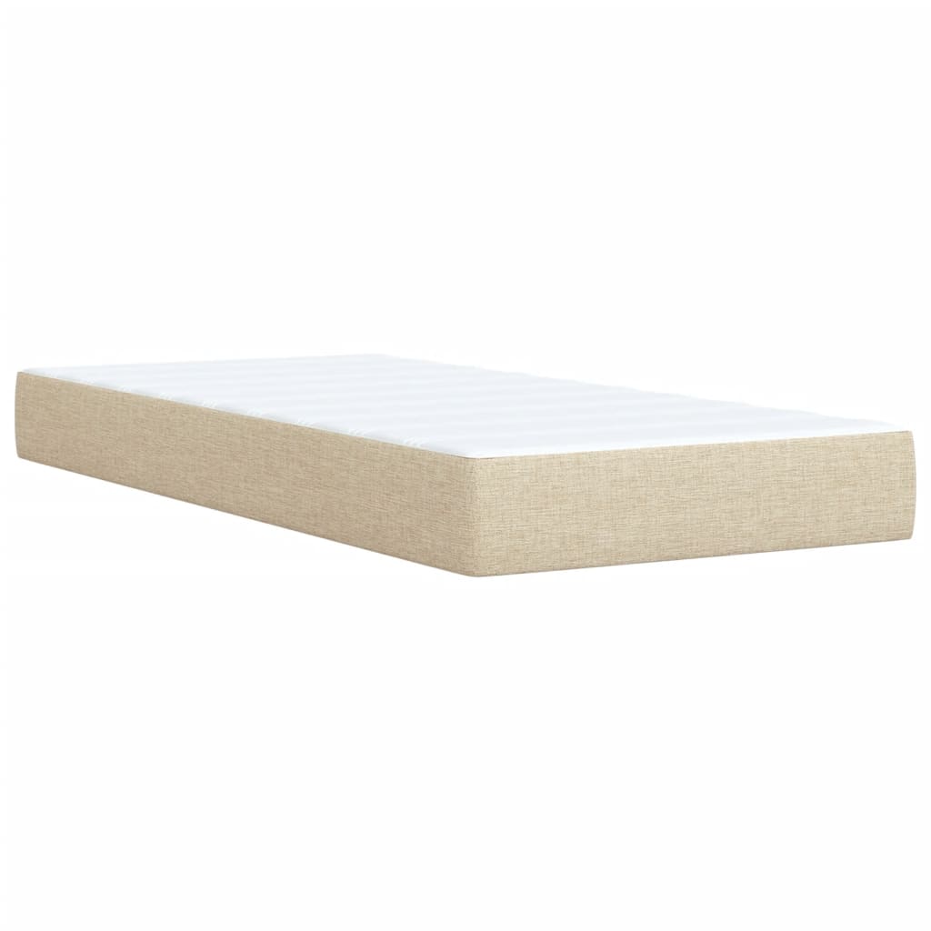vidaXL Κρεβάτι Boxspring με Στρώμα Κρεμ 90x200 εκ.Υφασμάτινο