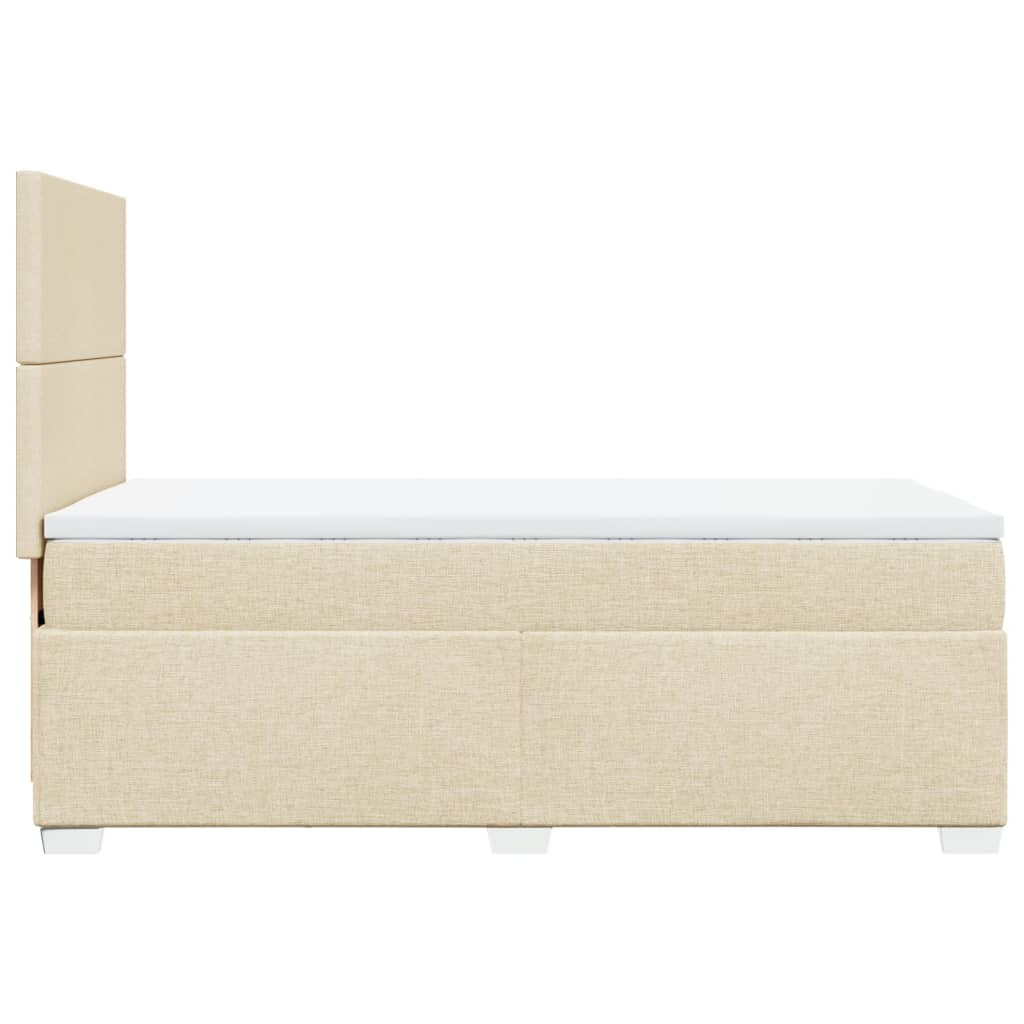 vidaXL Κρεβάτι Boxspring με Στρώμα Κρεμ 90x200 εκ.Υφασμάτινο