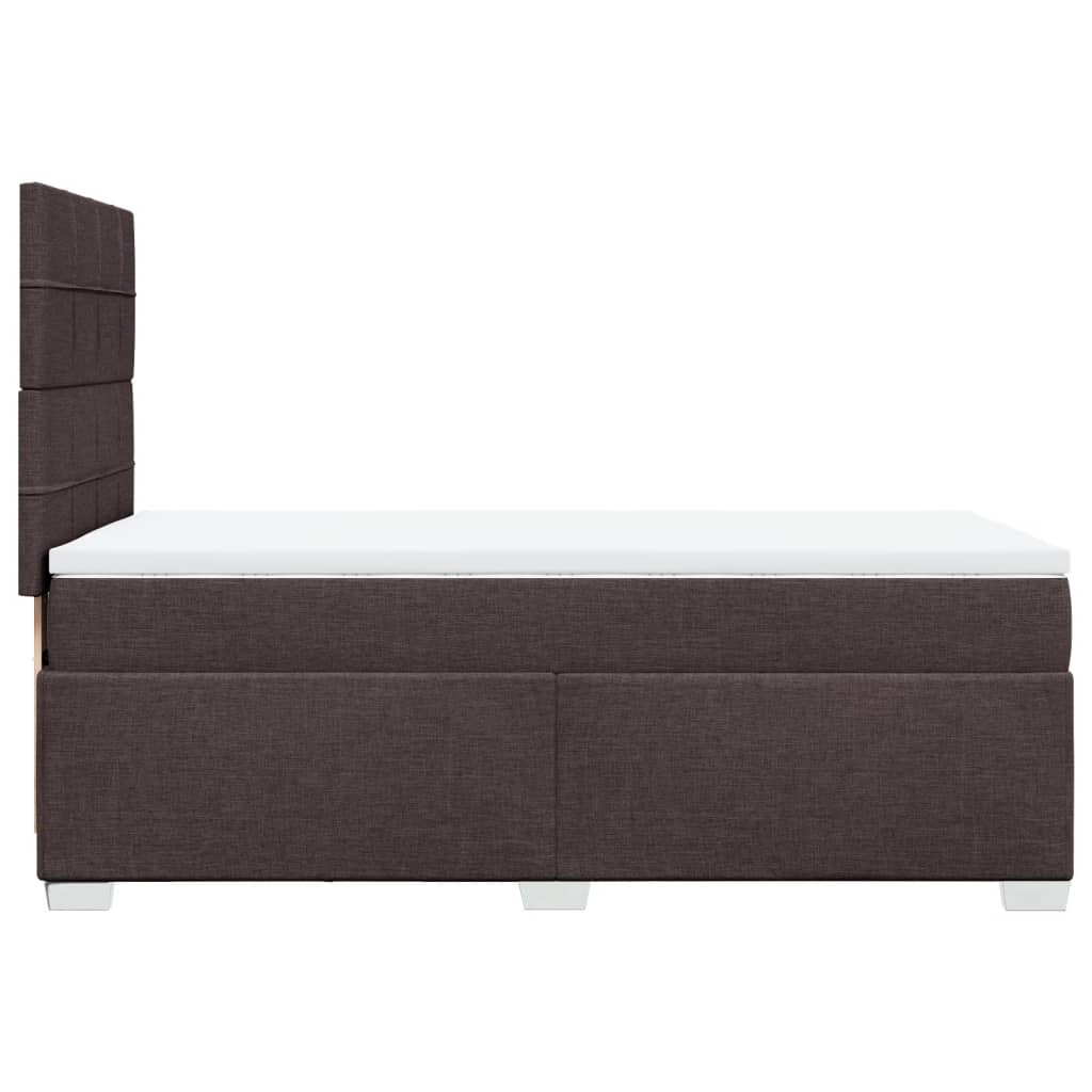 vidaXL Κρεβάτι Boxspring με Στρώμα Σκούρο Καφέ 90x200 εκ. Υφασμάτινο