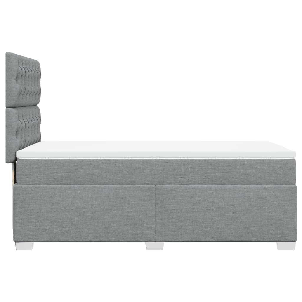 vidaXL Κρεβάτι Boxspring με Στρώμα Ανοιχτό Γκρι 90x200 εκ. Υφασμάτινο