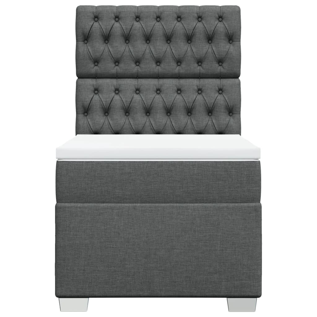 vidaXL Κρεβάτι Boxspring με Στρώμα Σκούρο Γκρι 90x200 εκ. Υφασμάτινο