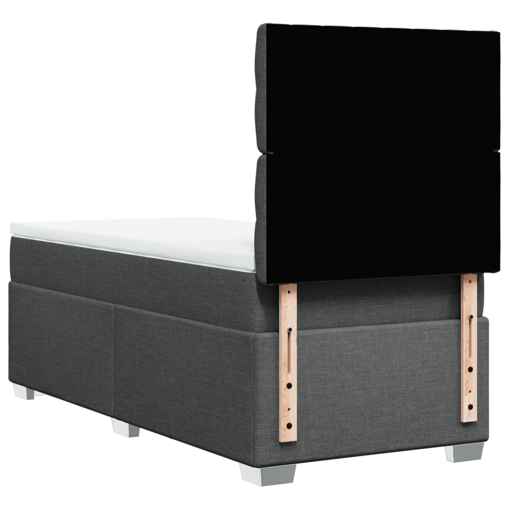 vidaXL Κρεβάτι Boxspring με Στρώμα Σκούρο Γκρι 90x200 εκ. Υφασμάτινο
