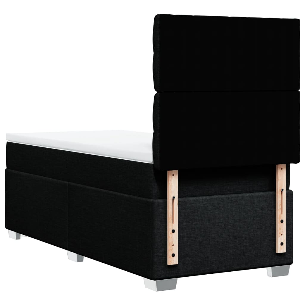 vidaXL Κρεβάτι Boxspring με Στρώμα Μαύρο 90x200 εκ. Υφασμάτινο