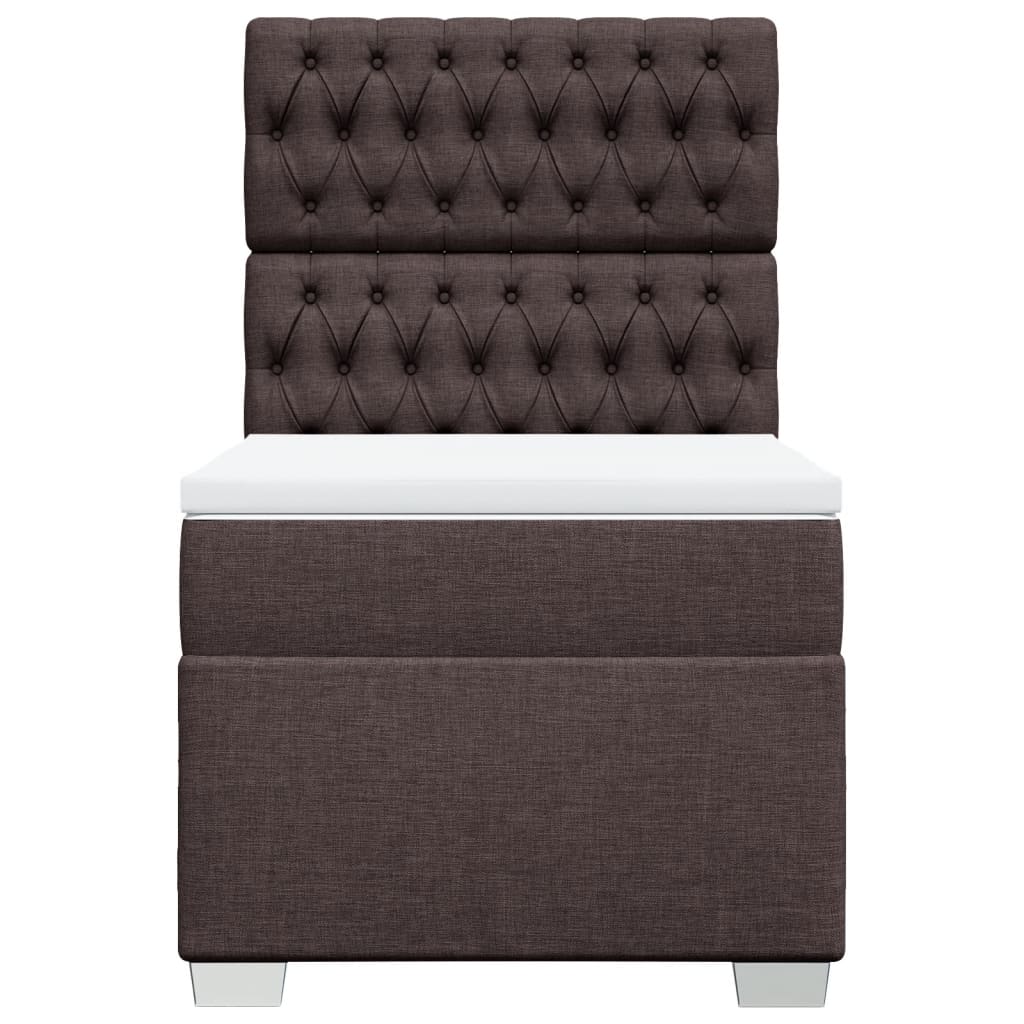 vidaXL Κρεβάτι Boxspring με Στρώμα Σκούρο Καφέ 90x200 εκ. Υφασμάτινο