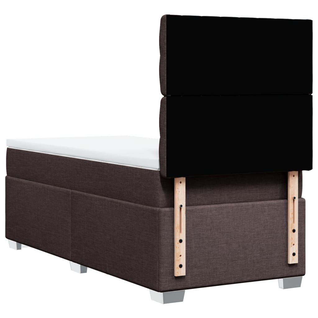 vidaXL Κρεβάτι Boxspring με Στρώμα Σκούρο Καφέ 90x200 εκ. Υφασμάτινο