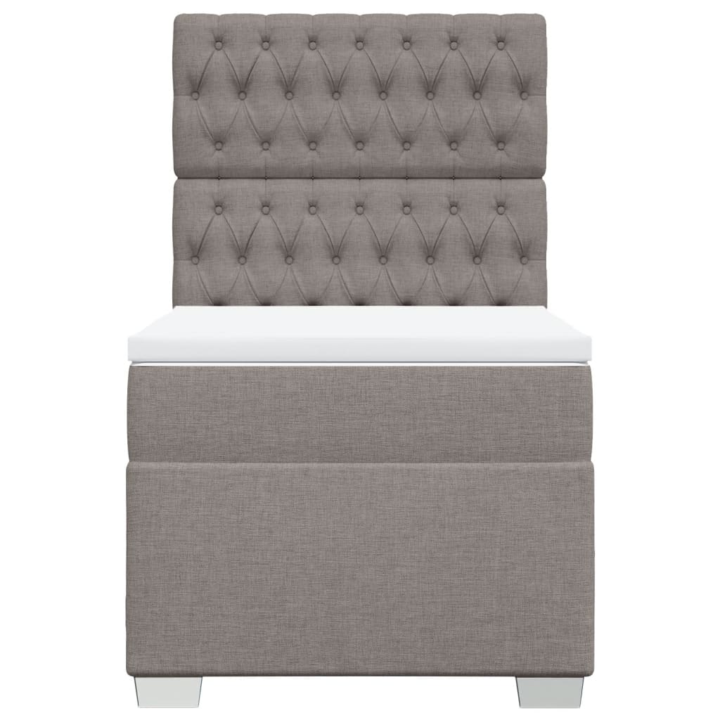 vidaXL Κρεβάτι Boxspring με Στρώμα Taupe 90x200 εκ. Υφασμάτινο