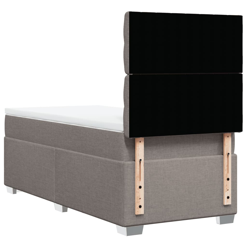 vidaXL Κρεβάτι Boxspring με Στρώμα Taupe 90x200 εκ. Υφασμάτινο
