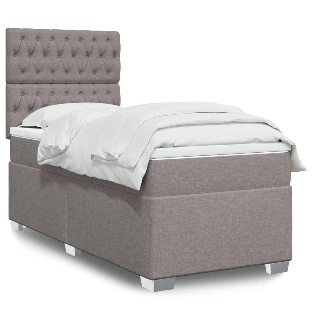 vidaXL Κρεβάτι Boxspring με Στρώμα Taupe 90x200 εκ. Υφασμάτινο