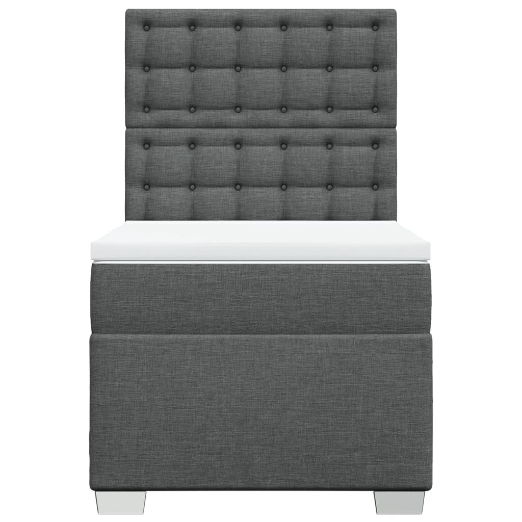 vidaXL Κρεβάτι Boxspring με Στρώμα Σκούρο Γκρι 90x200 εκ. Υφασμάτινο