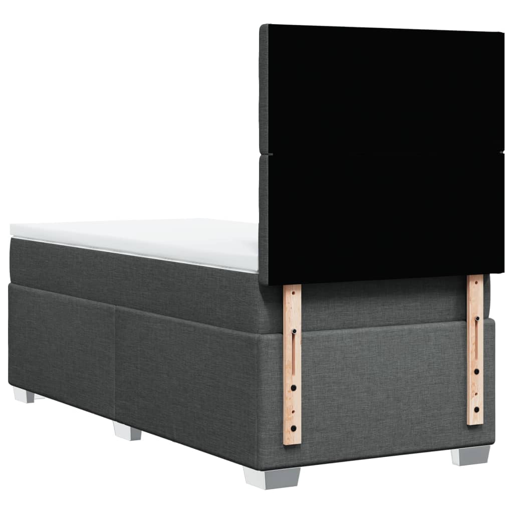 vidaXL Κρεβάτι Boxspring με Στρώμα Σκούρο Γκρι 90x200 εκ. Υφασμάτινο